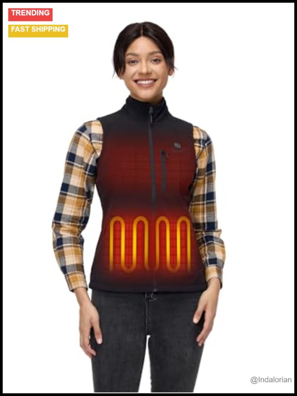 Women's Heated Softshell Vest Battery Powered Rechargeable Outdoor Warm